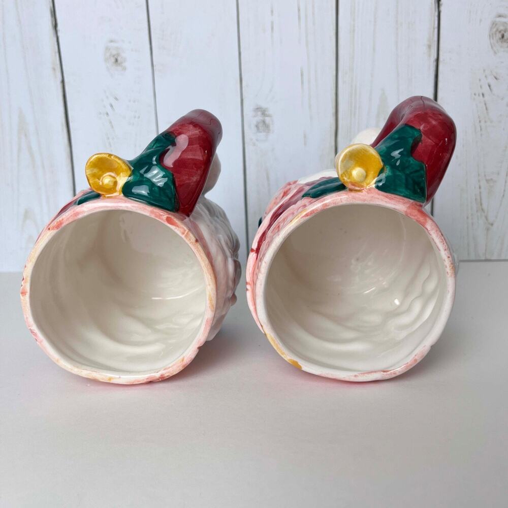 (2) Santa St Nicholas Ceramic Mug Cup Christmas Pipe Handpainted Papel Freelance - Picture 7 of 9
